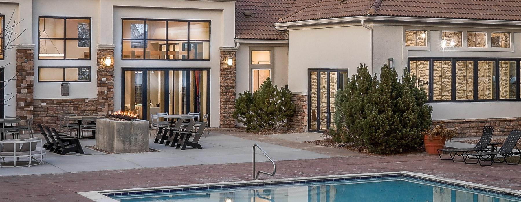 a swimming pool in a backyard