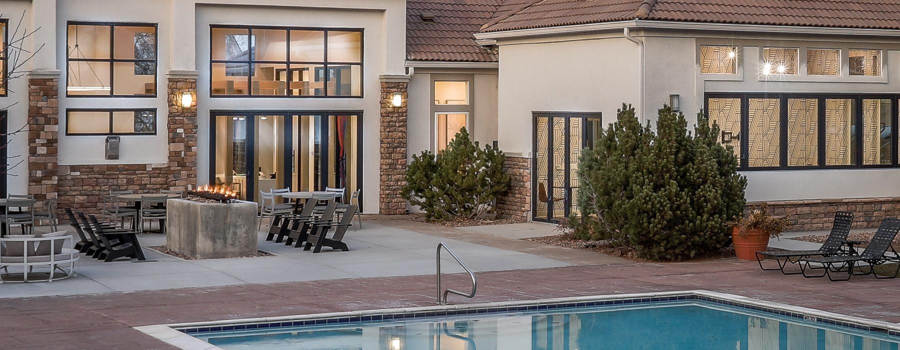 a swimming pool in a backyard