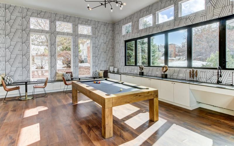 a large bathroom with a large tub