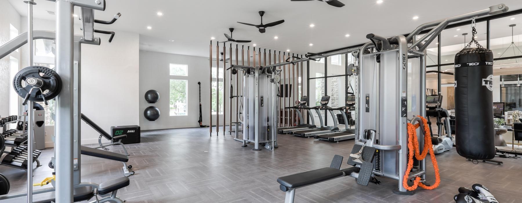 a gym with exercise equipment